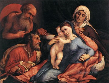 lorenzo loto Painting - Virgen y el Niño con santos 1534 Renacimiento Lorenzo Lotto